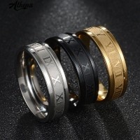 [Bayar Di Tempat] BOS Cincin Romawi Pria Wanita Titanium Emas Silver Hitam Korea Keren Anti Karat