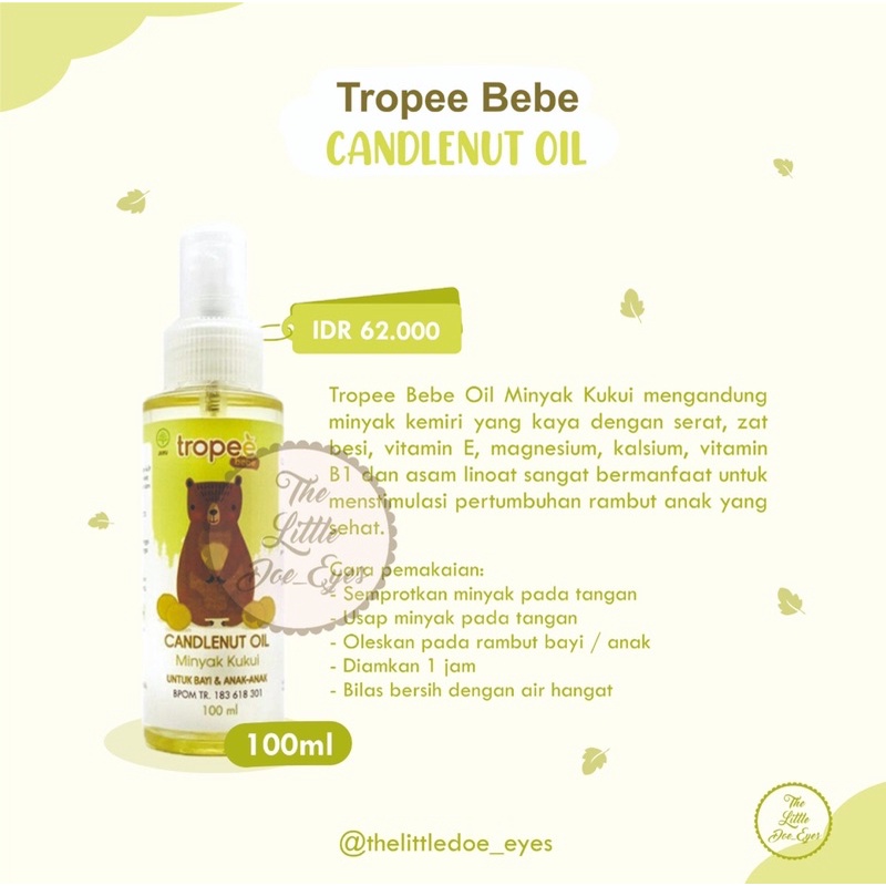 [READY] Tropee Bebe Candlenut Oil Minyak Kukui 100ml