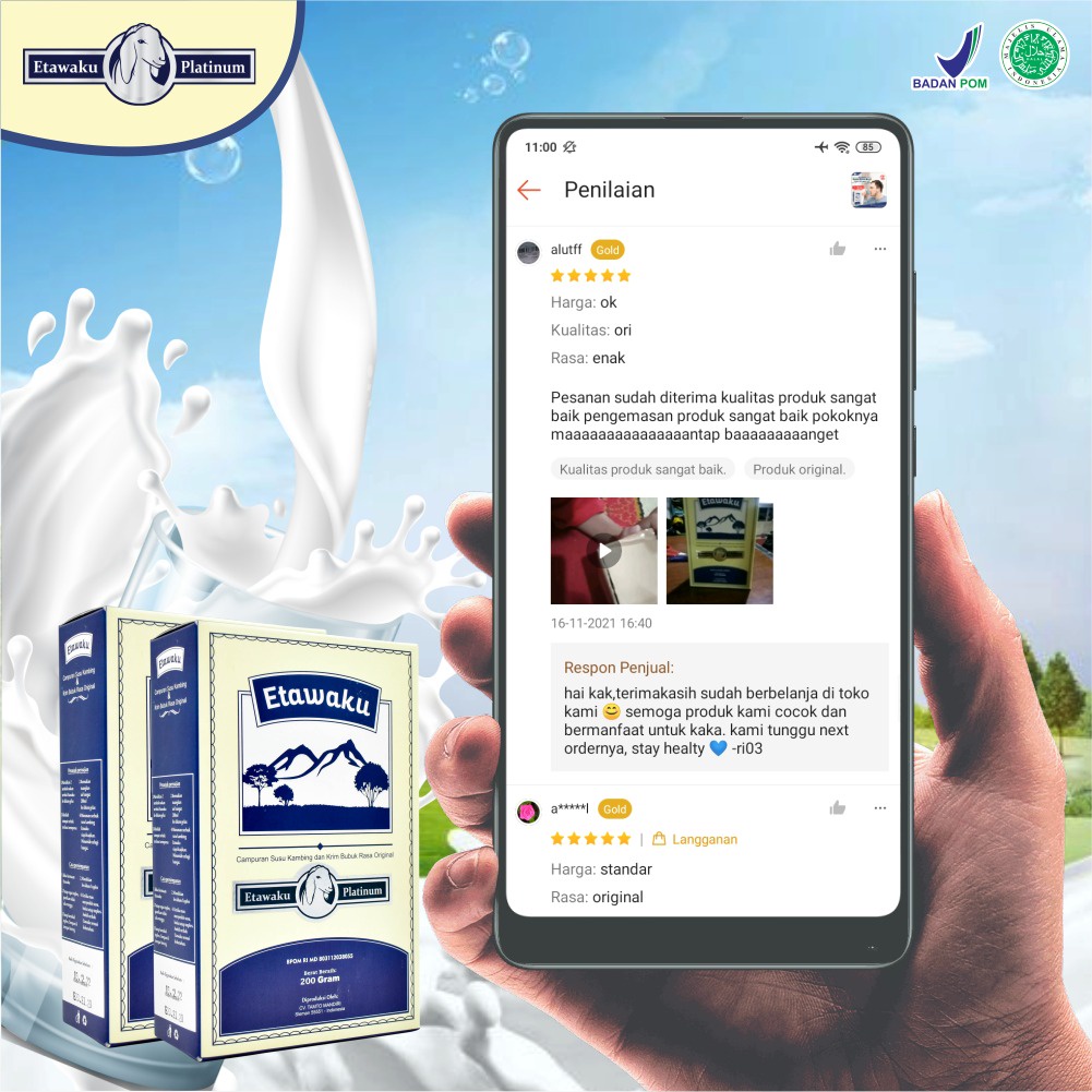 (READY STOCK) Etawaku Platinum - Susu Kambing Etawa Tinggi Kalsium &amp; Rendah Gula Bebas Alergi &amp; Tulang Kuat Lancarkan Sistem Pencernaan Tingkatkan Kekebalan Imunitas Tubuh Isi 200gr