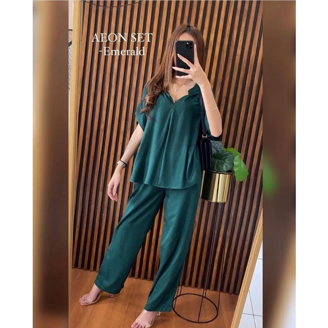 BISA COD AEON SET ONESET ONE SET SETELAN SETCEL PIYAMA DAILY SET WEAR SLEEP WEAR KATUN RAYON POLOS J