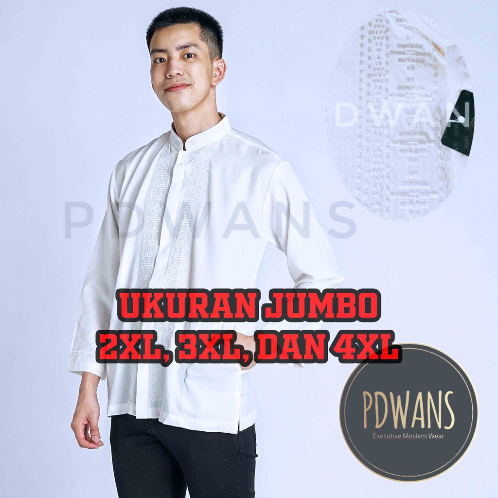 BAJU KOKO Ukuran JUMBO BIG SIZE Lengan Panjang Putih Bordir - RDPJG02JUMBO