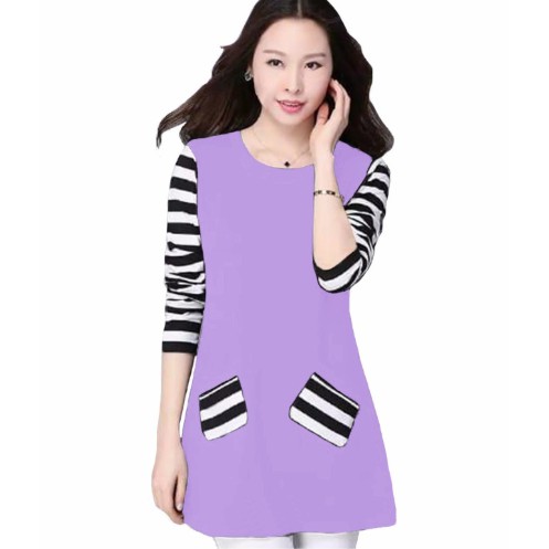 Fifi FASHION Blus Lengan Panjang Wanita Gaya Korea Kombinasi Salur - Audrey