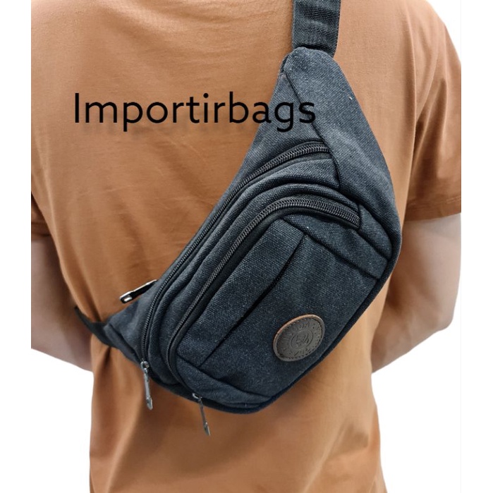 Tas pinggang pria / waistbag / weistbag waist bag selempang sling bag kanvas import B-series