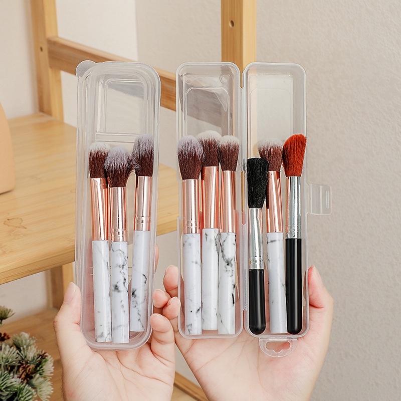 Alat Makeup Portable Makeup Brush Organizer Sumpit Alis Transparan Persegi Panjang Pensil Peralatan Makan Kotak Penyimpanan Kosmetik Tahan Debu Dengan Penutup