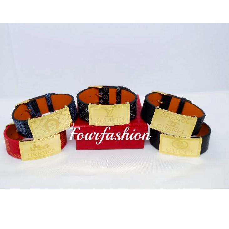 FF Gelang Jam Kulit Lebar 2CM Titanium Premium Limited