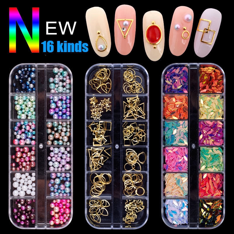 Diy Kristal AB Bening Rhinestones Mix Multi-Ukuran Manikur Kuku Kuku Batu Permata Mutiara Hiasan Nail Art Dekorasi Nail Art