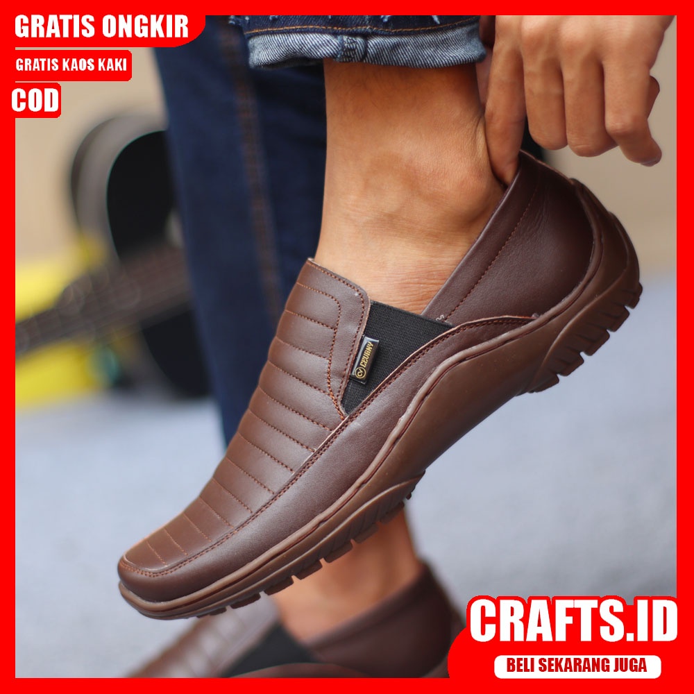 CRAFTS X CORZA Sepatu Formal Sepatu Pria Casual Pantofel Kulit Asli Kasual Kerja Kantor Kondangan Cowok Pria