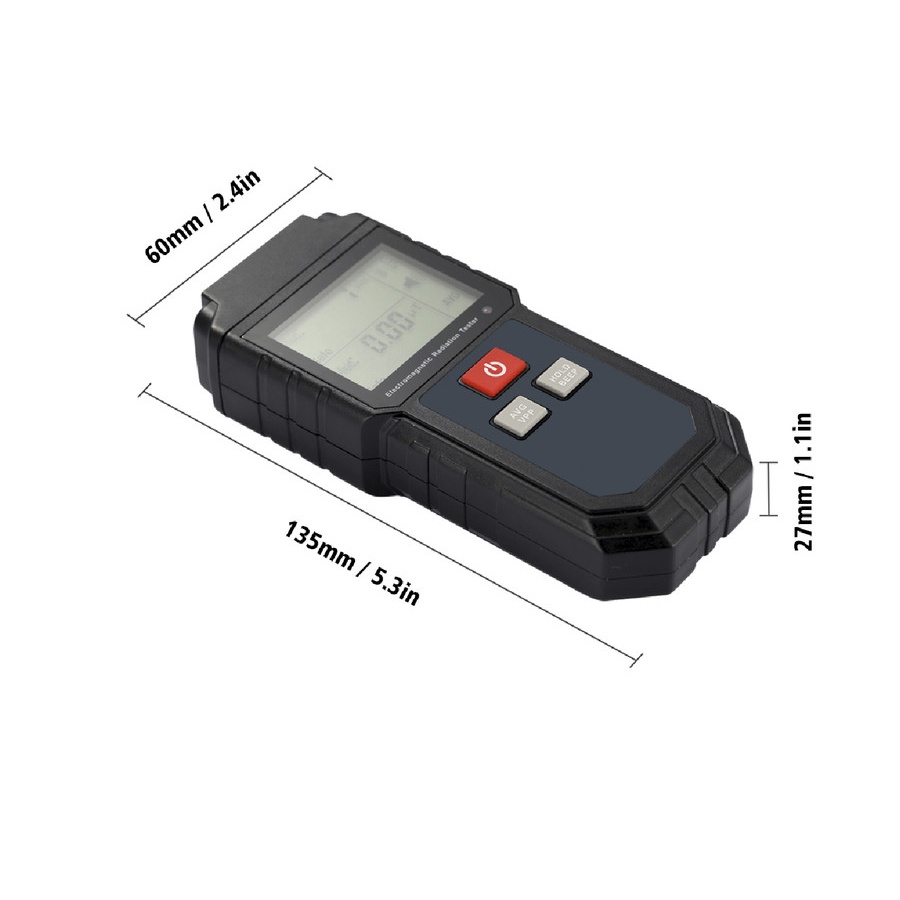 Digital Electromagnetic Radiation Magnetic Field Dosimeter Detector - Black