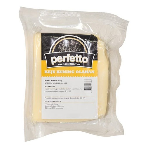 

PERFETTO KEJU KUNING OLAHAN YELLOW CHEDDAR CHEESE 250gr