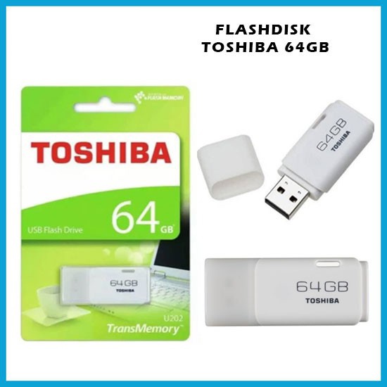 Flashdisk TOSHIBA 32 GB 64 GB Flash Disk Drive Transmemory Transfer Data Flashdish Murah Putih Komputer BERgaransi
