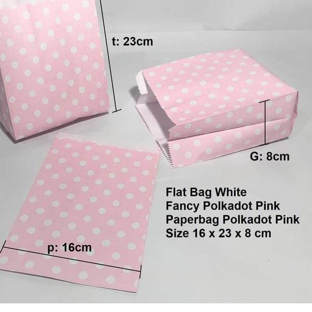 

Barang Laris 100pcs Paperbag Flat Kantong Kertas Warna Pink Polkadot (L) Souvenir GFH45'