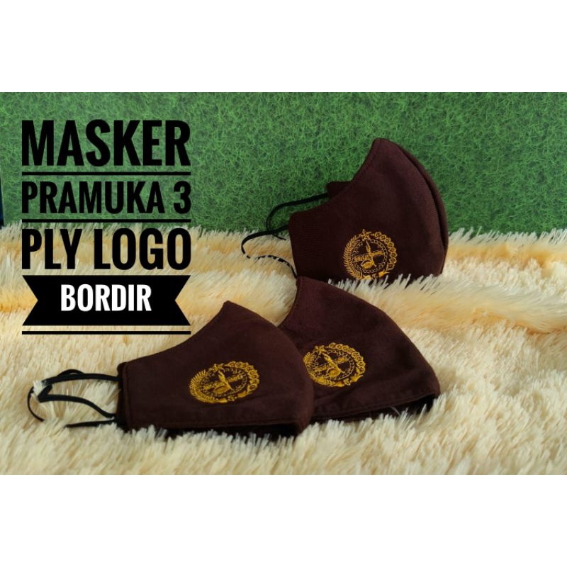 masker pramuka 3 ply logo sablon/ bordir