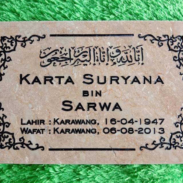 Nisan Makam Batu Marmer uk 20cm x 30cm Kuburan bukan keramik granit + Foto