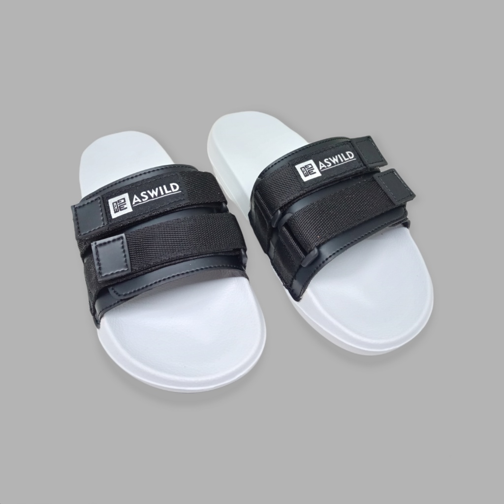 Sandal Pria Slide Aswild Store - Mono White Black