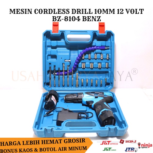 MESIN CORDLESS DRILL 10mm 12Volt BZ-8104  BENZ Original Terbaru Electric Drill Bor BENZ Mesin Bor Ta