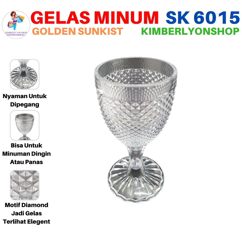 Kimberlyonshop Gelas Minum Sloki Gelas Bening SK6015 GoldenSunkist