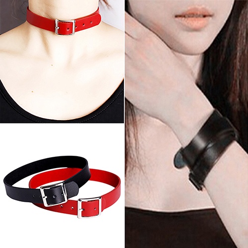 Hu Hu Hu Hu Hu Alat Bantu Pasang Kacamata♡ Kalung Choker Bahan Kulit Imitasi Gaya Punk Untuk Wanita