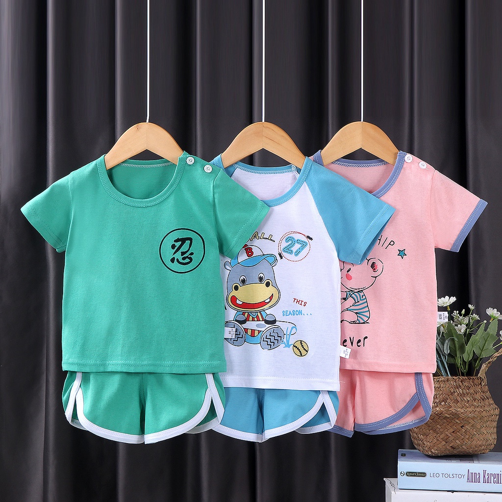 BABYSTORE01 -  BBD SETELAN ANAK 0-3 TAHUN SETELAN BAYI PIYAMA BAYI BAJU PENDEK DAN CELANA PENDEK