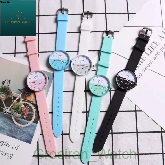 Jam Tangan Wanita/Anak-anak Fashion Korea Smile Fish Rubber [G_W]