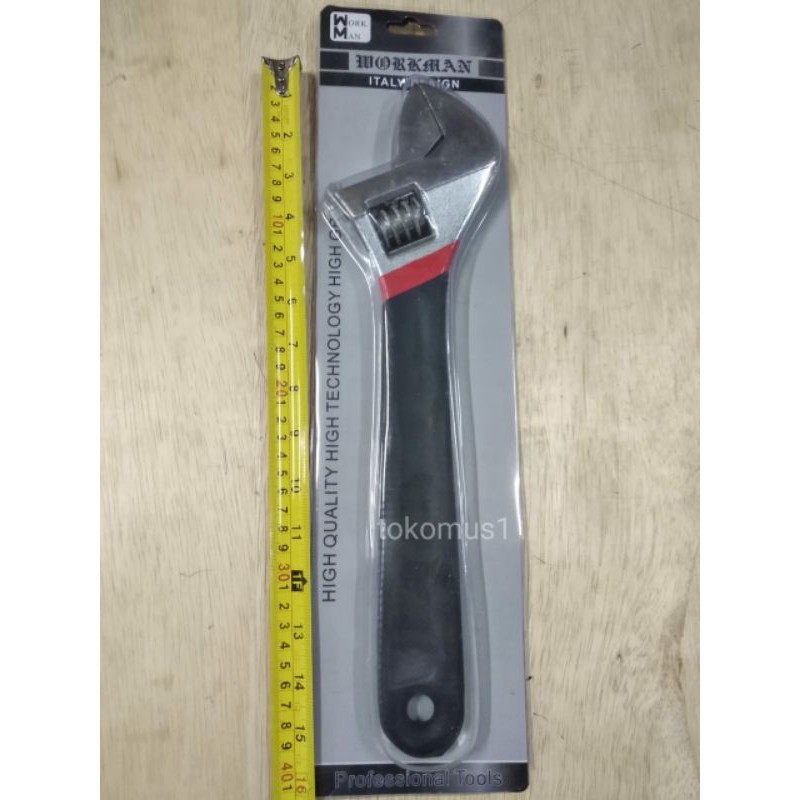 KUNCI INGGRIS 15&quot; GAGANG LAPIS KARET ADJUSTABLE WRENCH BAGO WORKMAN