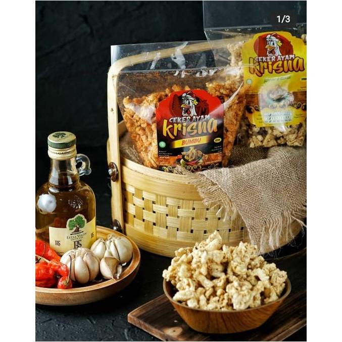 KERIPIK CEKER AYAM ORIGINAL/ BUMBU PEDAS KRISNA 150GR