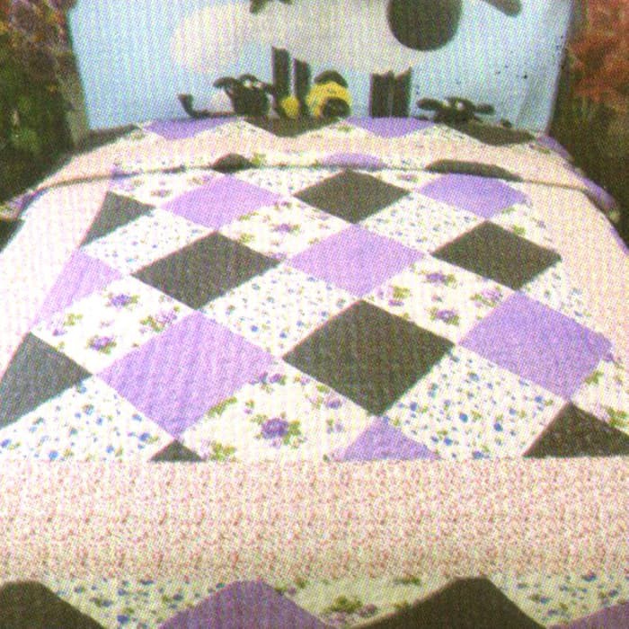 Dixon Selimut Dewasa Katun 180x200 Sablon White Purple  Multi Color