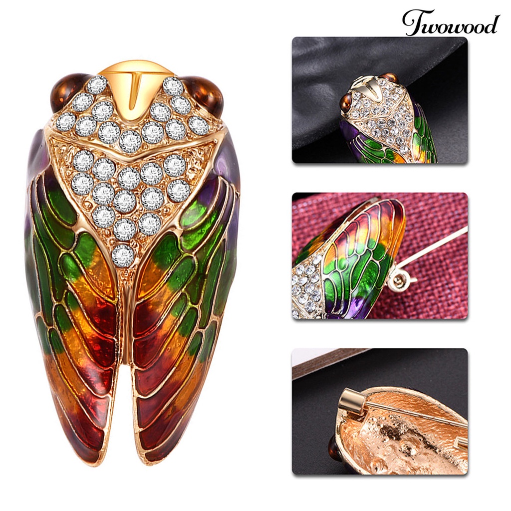 Twowood Collar Pin Fine Workmanship Anti-deform Alloy Exquisite Cicada Shape Coat Brooch Clothes Accessories