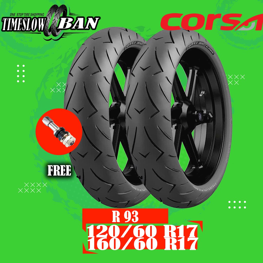 Sepasang Ban Tubeless Motor Batangan MOGE CORSA R93 120/60 - 160/60 Ring 17 Tubeless