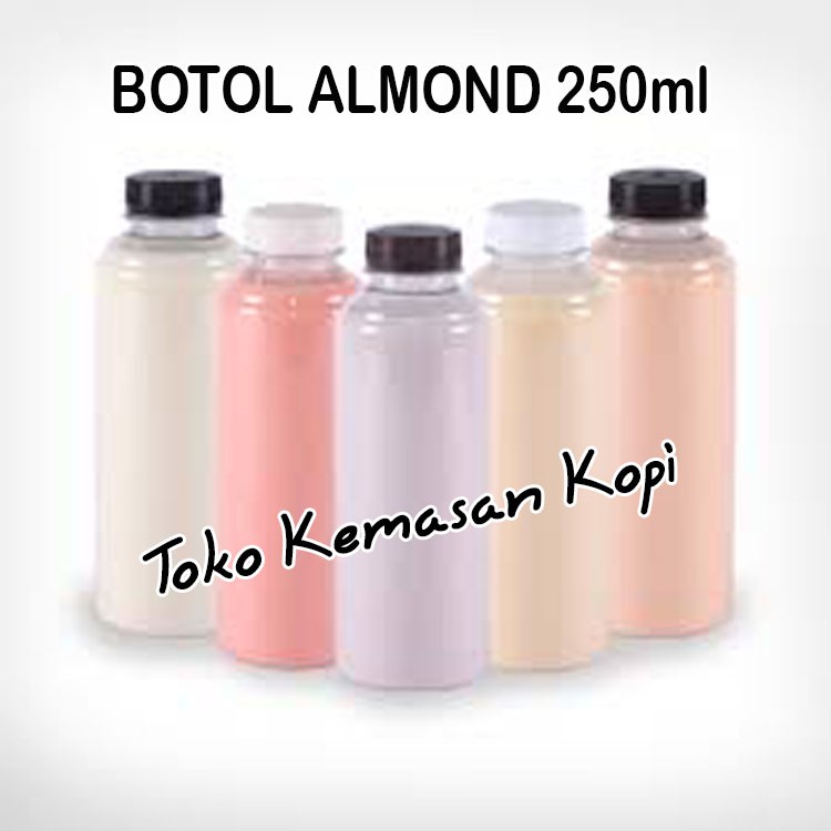 

BOTOL PLASTIK ALMOND 250ml Isi 10 Botol (@2rb) Tutup Hitam