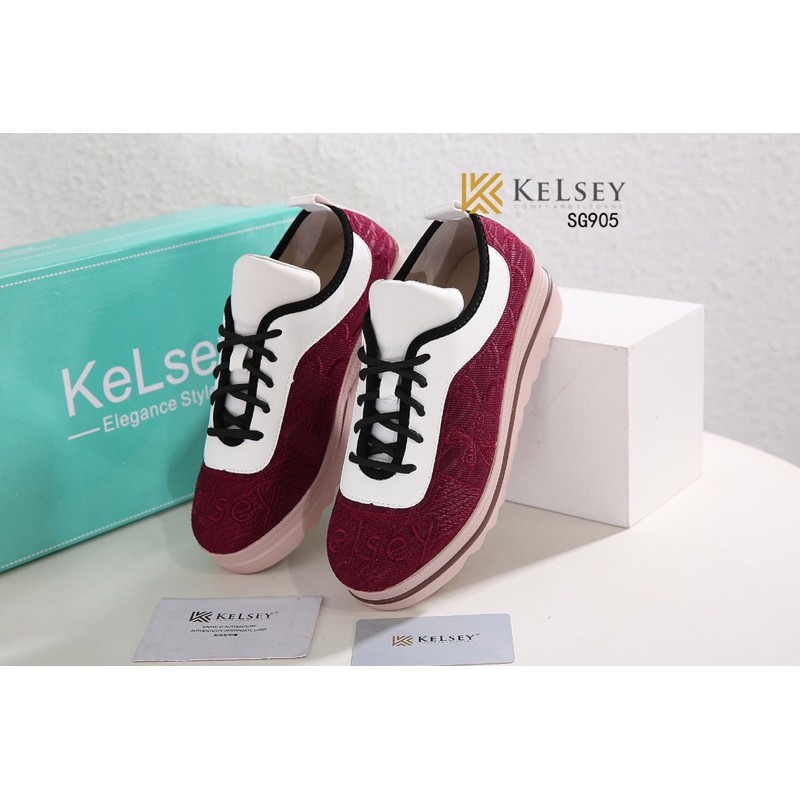 (GRATIS ALAS KAKI) Kelsey Sepatu Wedges 5cm Wanita Kelsey / Wedges Kanvas Bordir Wanita SG905