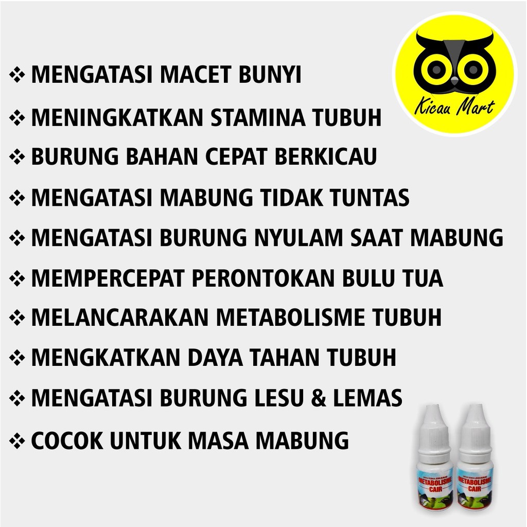 OBAT METABOLISME CAIR BURUNG MURAI KACER LOVEBIRD KENARI MABUNG NGURAK NYULAM GANTI BULU PBOBYNP1