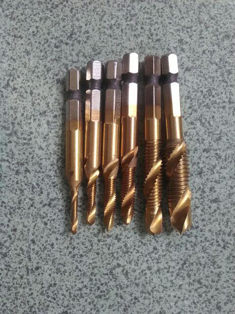 6pcs/set Mata Bor Hss Pembuat Ulir Baut Bahan Baja Ukuran Panjang 70mm Untuk Peralatan Pertukangan
