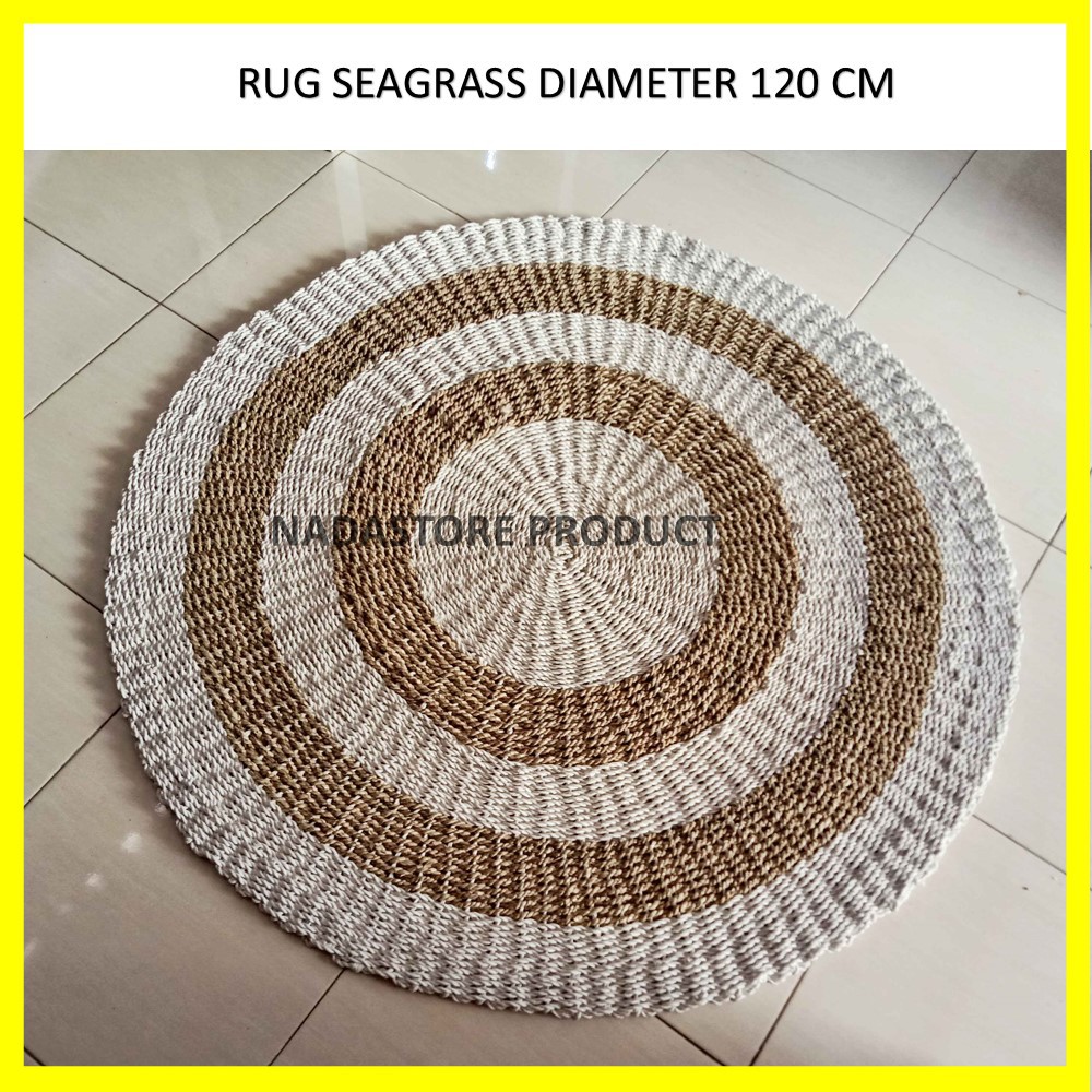 Rug anyaman 120 cm / Karpet Anyaman Seagrass / Karpet Bulat