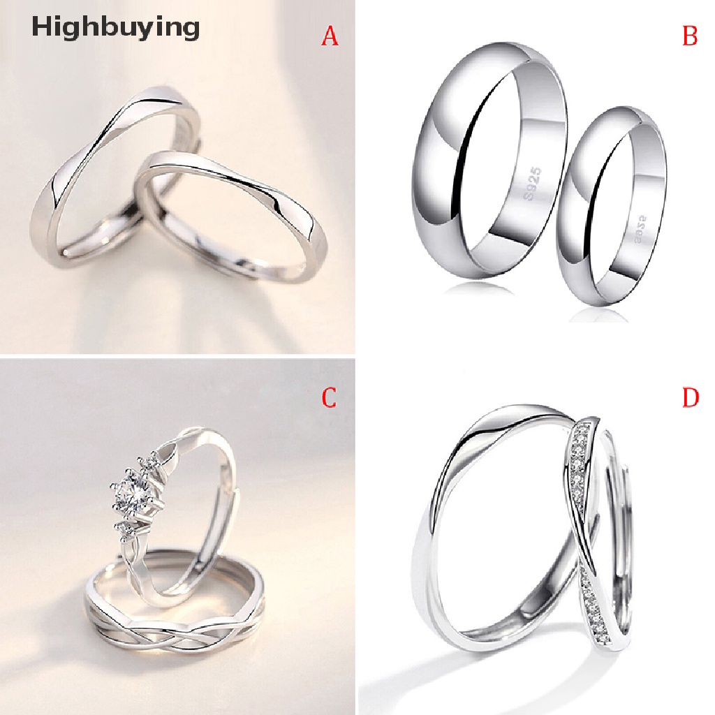 Hbid 1 Pasang Cincin Nikah / Tunangan Adjustable Hias Kristal / Berlian Untuk Pasangan / Pria / Wanita