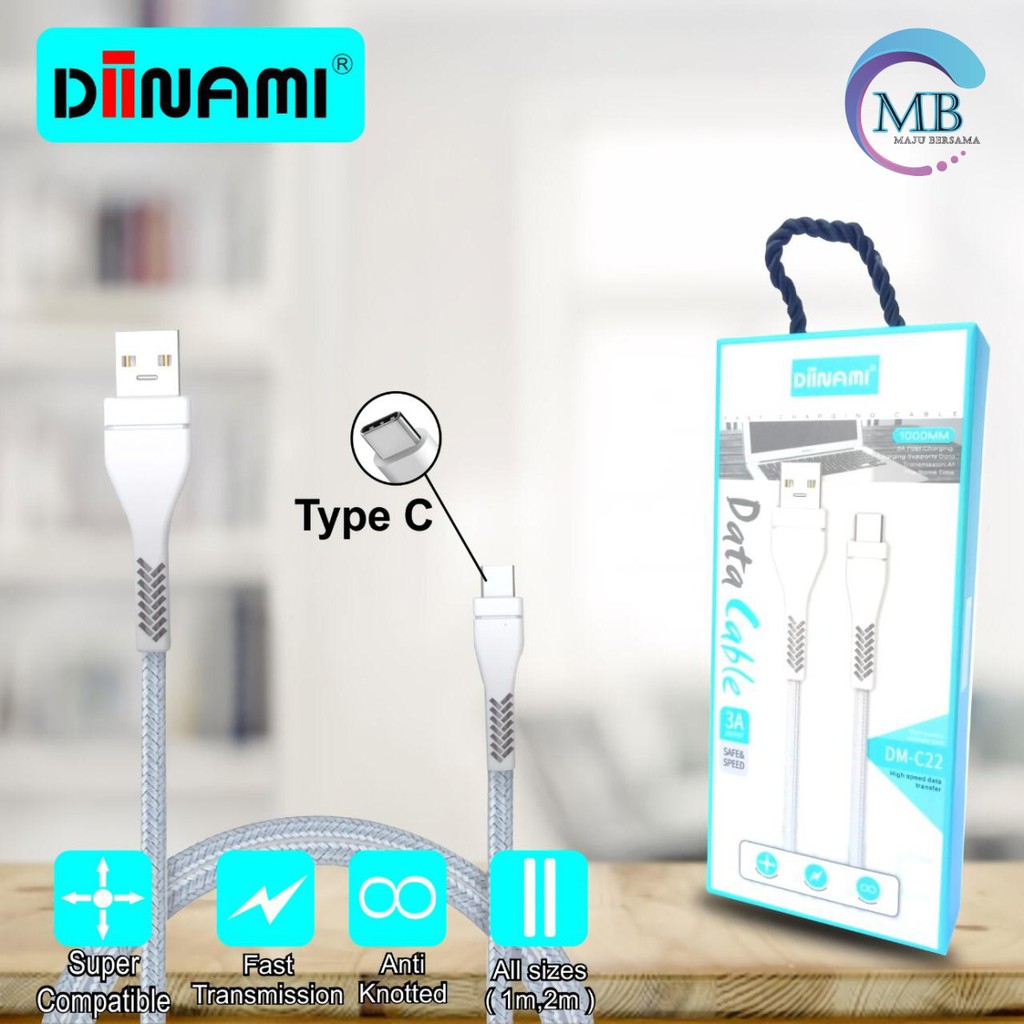 BM081 C22 DIINAMI Kabel data cable charger original ready Micro i Ph0ne tipe c 1 2 3 meter 3Amper MB686