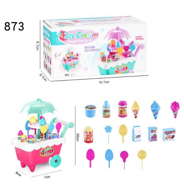 MOMBABY1 Kado Mainan Anak Perempuan Mini Ice Cream Cart atau Mini Sweet Cart