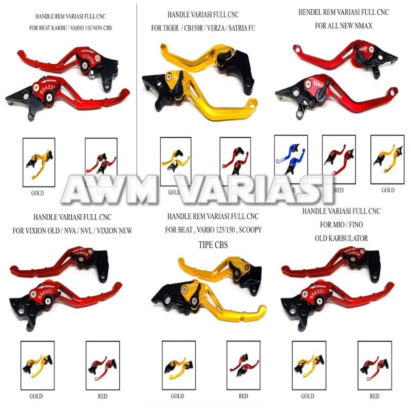 HANDLE/HANDEL REM STELAN NMAX/VARIO 125/VARIO 150/VARIO 110/BEAT/MIO/cb-150/vixion/tiger dll