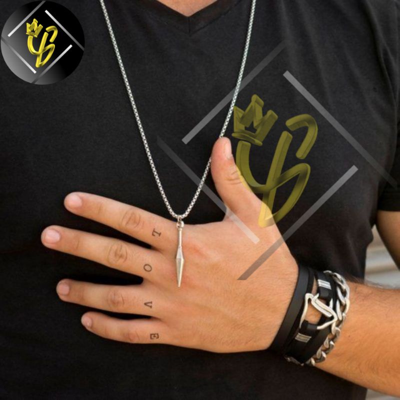 Kalung Titanium Pria Liontin Bandul Keren Asli Anti Karat Wanita Cewek Cowok Silver Perak Emas Putih