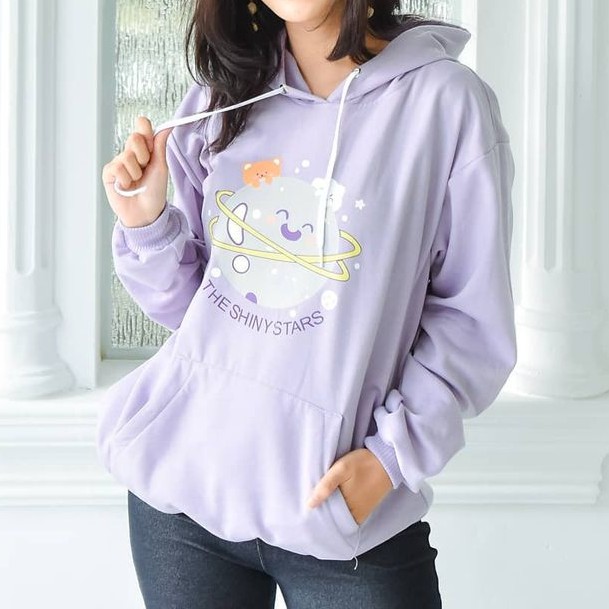 Sweater Hoodie Wanita Korean Style The ShinyStars-Purple