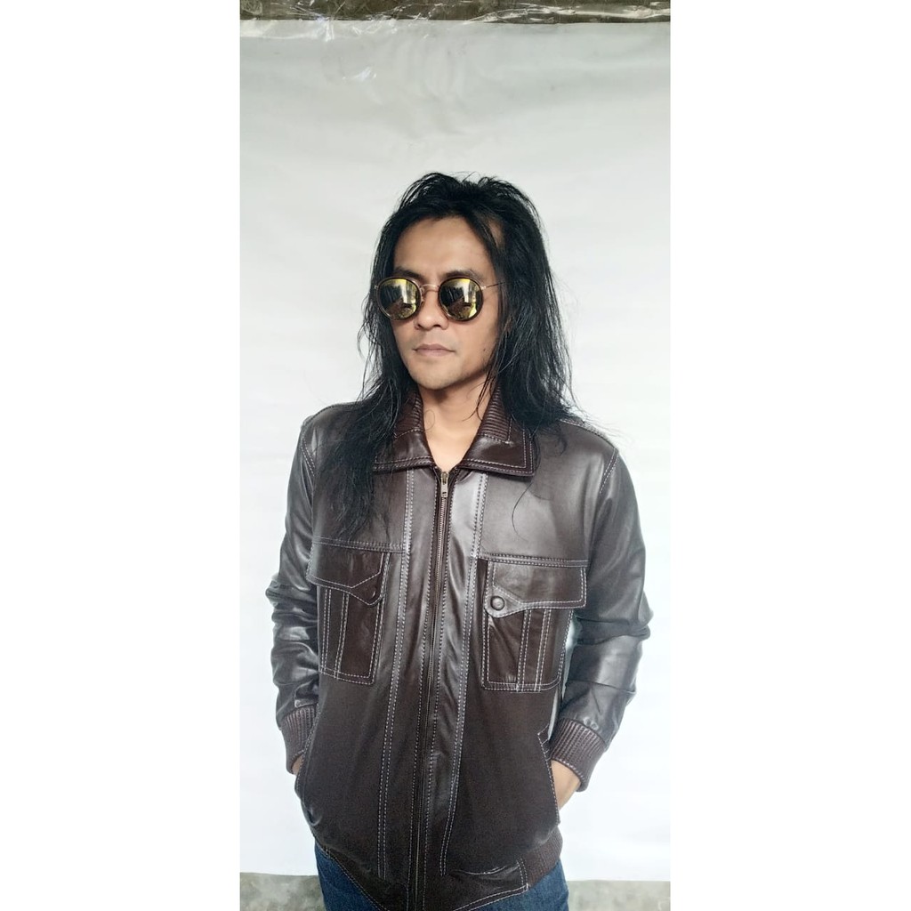 PREMIUM Jaket Kulit Pria asli Sapi Elegant Brownie ARL 033 Silverstone RFLA Ariel Noah