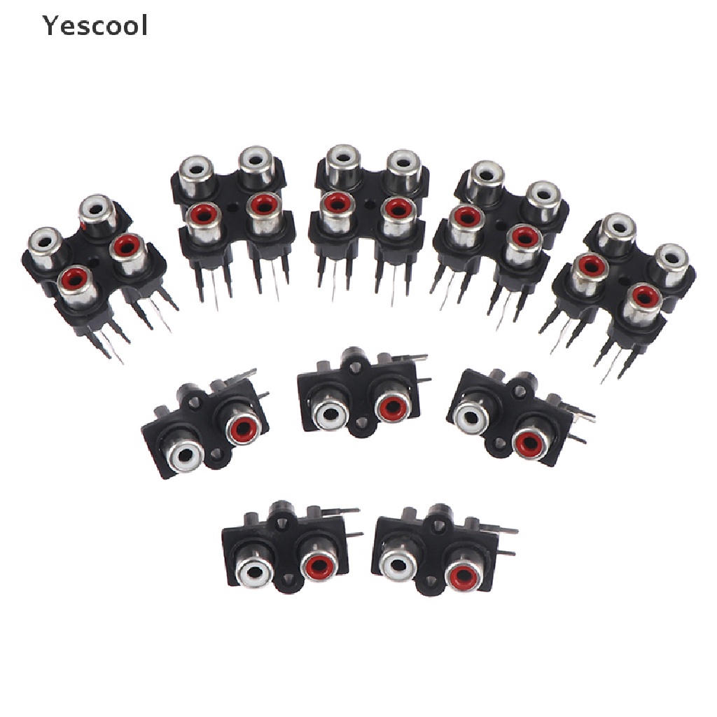 Yescool 5Pcs Konektor input Audio Stereo RCA Female 2 / 4 Lubang