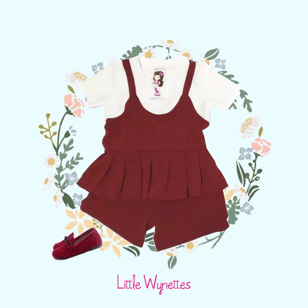 Little Wynettes Setelan Anak Perempuan -  Maroon Tank Top