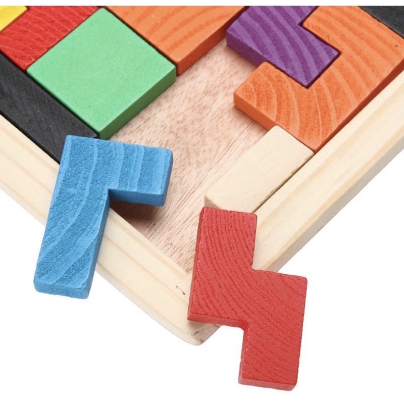 Mainan Edukasi Tangram Puzzle Block Tetris Wood