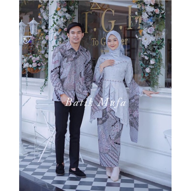 Set Kebaya Couple Laffeya Grey KEBAYA BROKAT KEBAYA KONDANGAN TERBARU KEBAYA WISUDA KEBAYA ABU ABU KEBAYA LAMARAN KEBAYA TUNANGAN