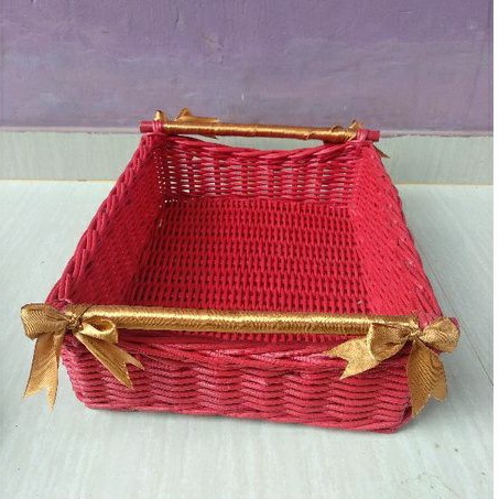 Keranjang rotan persegi panjang ten teng handle hantaran seserahan parcel penyimpan barang