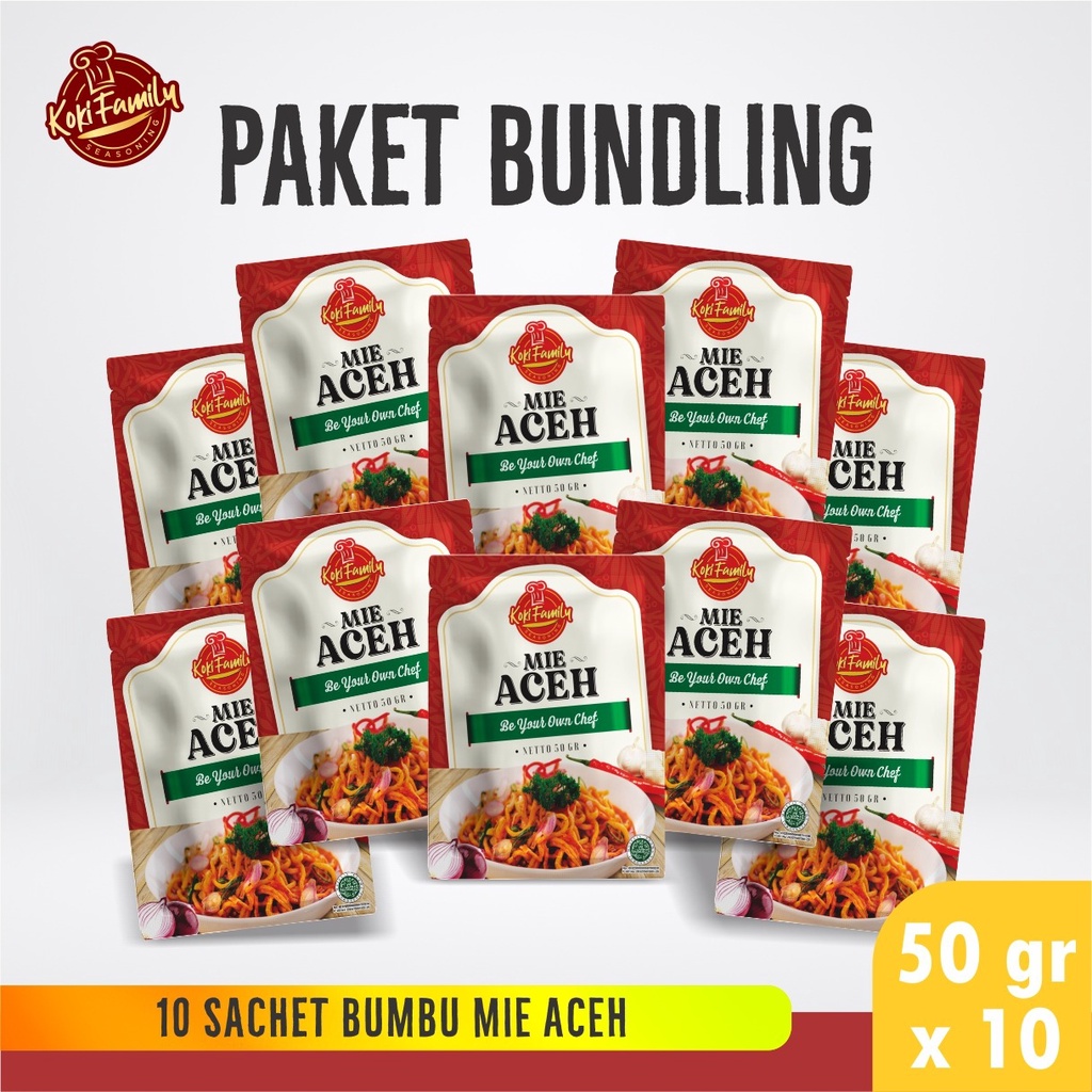 

Paket Bundling Koki Family Bumbu Instan Mie Aceh 50Gr -10 Pcs