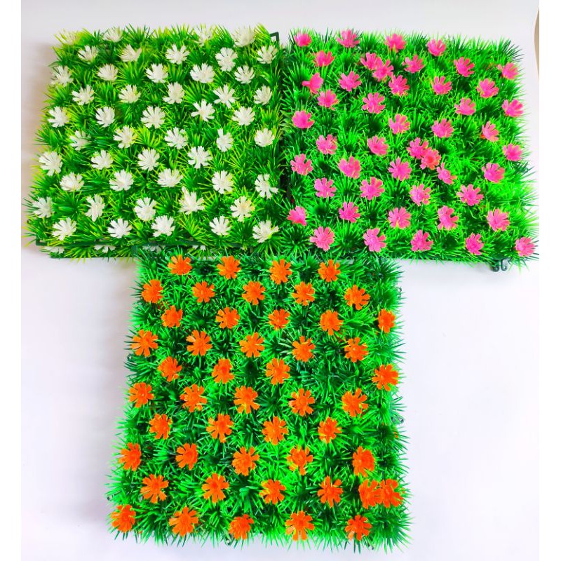 Rumput sintetis Rumput Dasar Rumput Dekorasi 25X25cm motif bunga Random
