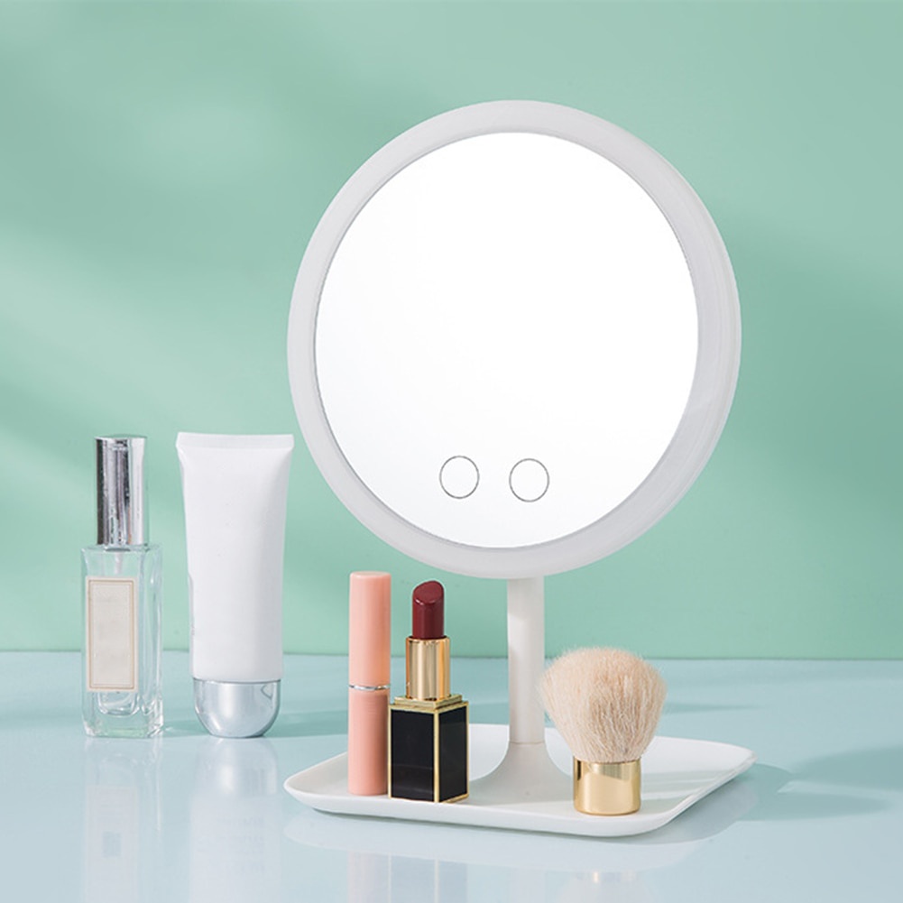 Cermin Makeup dengan LED Ring Light Make up Mirror With Light Ladies Storage Makeup Lamp Desktop USB Vanity Mirror Round Shape Cosmetic Mirrors for Bedroom ORZ Bathroom Shaving Mirror Wall Cosmetic Extendable 7inch 1X3X Magnifying Double Side Rotatable