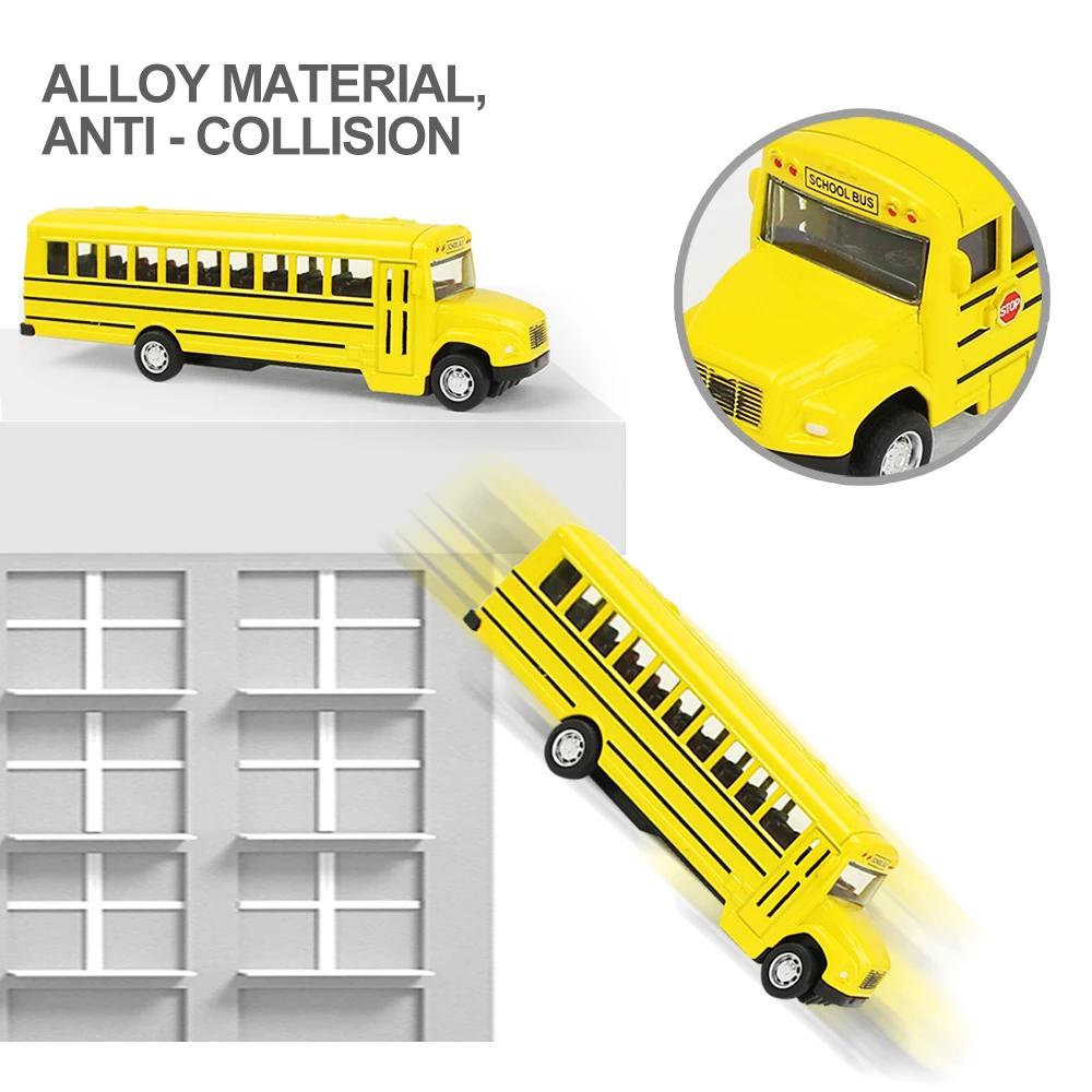 Lanfy Hadiah Ulang Tahun Model Bus Sekolah Untuk Anak1Per64 Inertial Alloy Mainan Anak Laki-Laki Simulasi Kendaraan