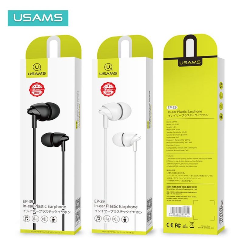 USAMS EP39 Headset Earphone With Mic Jack Audio 3.5mm